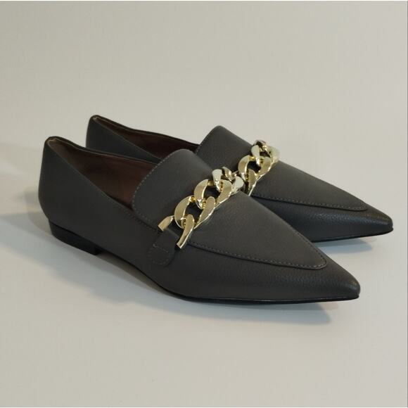 E Linea Paolo Stone Grey Gold Links Mabel-L Pointed Toe Slip On Loafer Shoes 4 - Picture 2 of 12